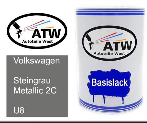 Volkswagen, Steingrau Metallic 2C, U8: 500ml Lackdose, von ATW Autoteile West.